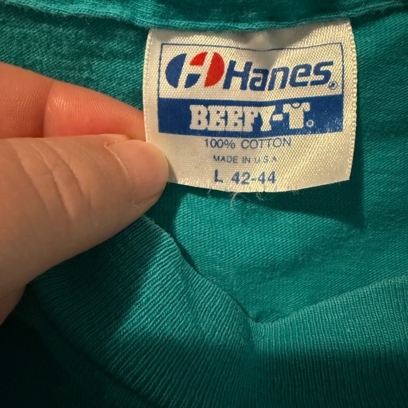 Vintage 1990 Bike-A-Thon GM double graphic long sleeve shirt Hanes Beefy Sz L - Picture 7 of 8